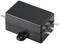 A rectangular, black relay with five metal pins on its sides, used in electronic circuits to control electrical current flow.