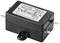 Black rectangular electronic component with a silver label displaying model and serial numbers.