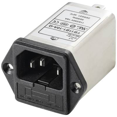 TRU COMPONENTS TC-10101436 Line filter + IEC socket 250 V AC 10 A 0.3 mH (L x W x H) 54.3 x 44 x 31.3 mm 1 pc(s)-0