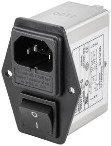 TRU COMPONENTS TC-10101460  Line filter + IEC socket, + switch, + 2 fuses 250 V AC 6 A 0.8 mH  1 pc(s)