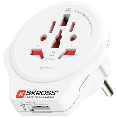 Image of Skross 1500266 Travel adapter World to Europe USB 1.0