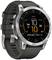 A silver smartwatch with a black strap displays the time '10:38', date 'Sat 01', steps '8,544', heart rate and altitude.