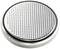 Round button cell with a metallic, textured surface, often used as a battery in small electronic devices.