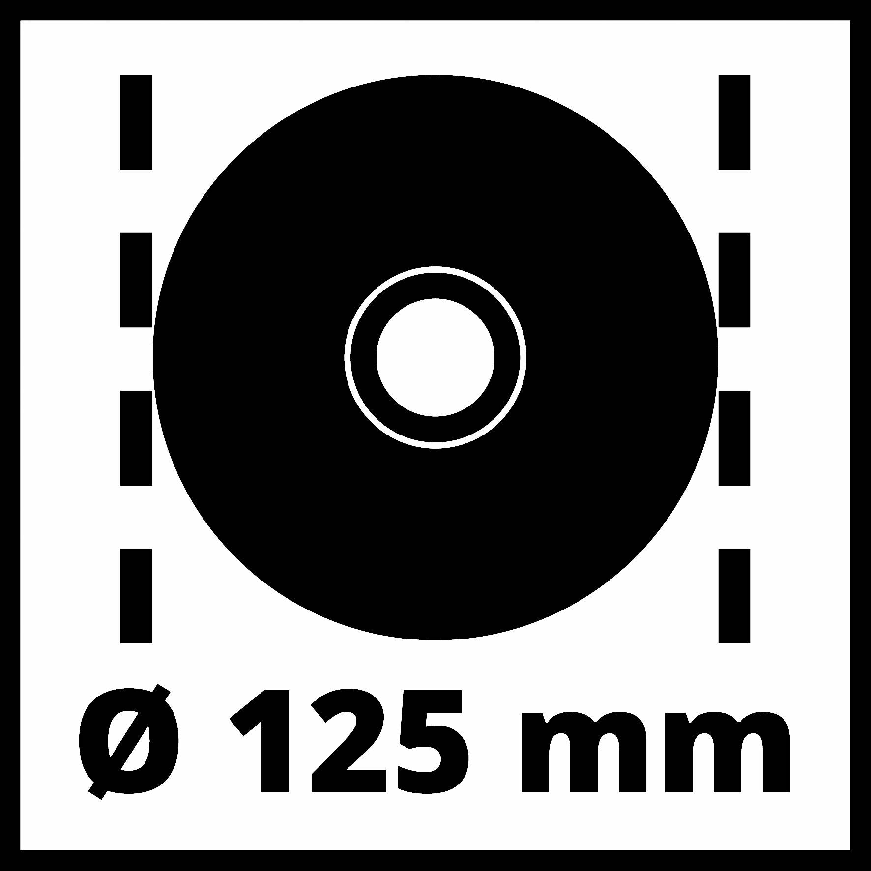 'Shows a symbol of a CD with a diameter of 125 mm'.