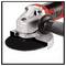'Close-up of an angle grinder with a black handle and protective guard, showcasing its metallic body and cutting disc.'