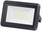 Black LED floodlight with rectangular shape and numerous small yellow light-emitting diodes, suitable for outdoor lighting.
