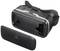 Black plastic VR headset with no visible lenses, featuring a removable cover; suitable for virtual reality.