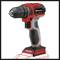 A red cordless drill driver with an ergonomic handle and a black drill head.