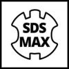 'SDS MAX' logo in black and white in the centre of a jagged circle.
