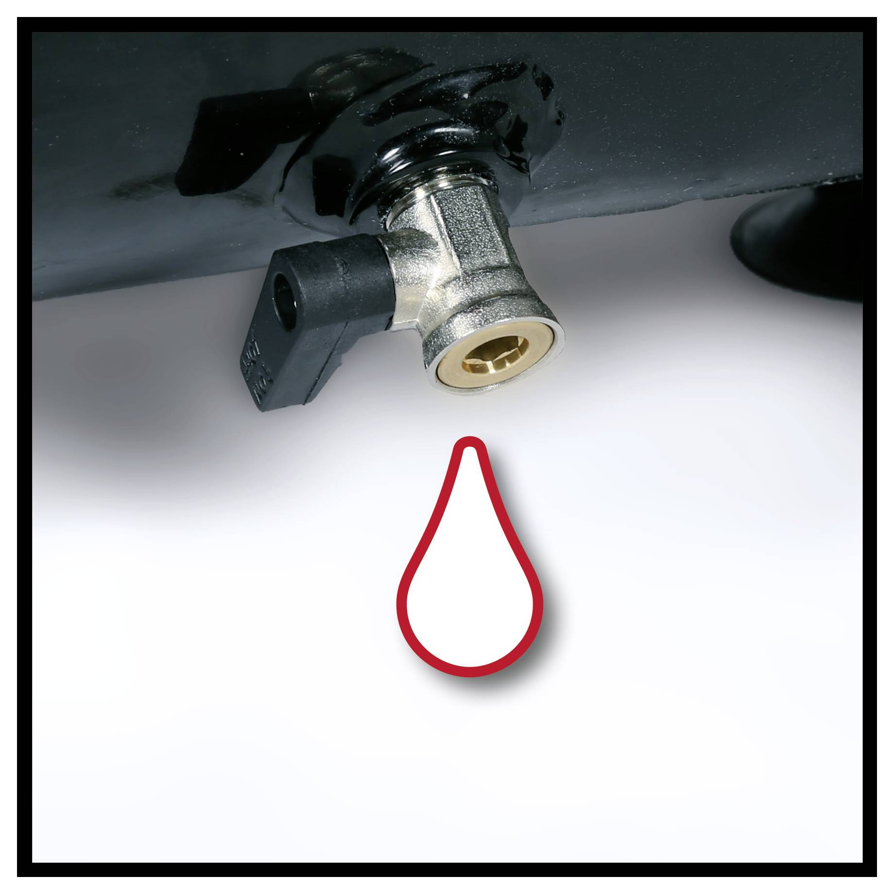Water droplet icon below a faucet valve, suggesting a leak or dripping water.