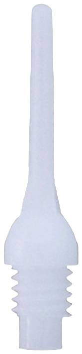 A white nose piece with a ribbed base and a narrow, long stem.