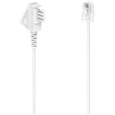 A white network cable, with an RJ45 connector on the left side, used for internet connections.