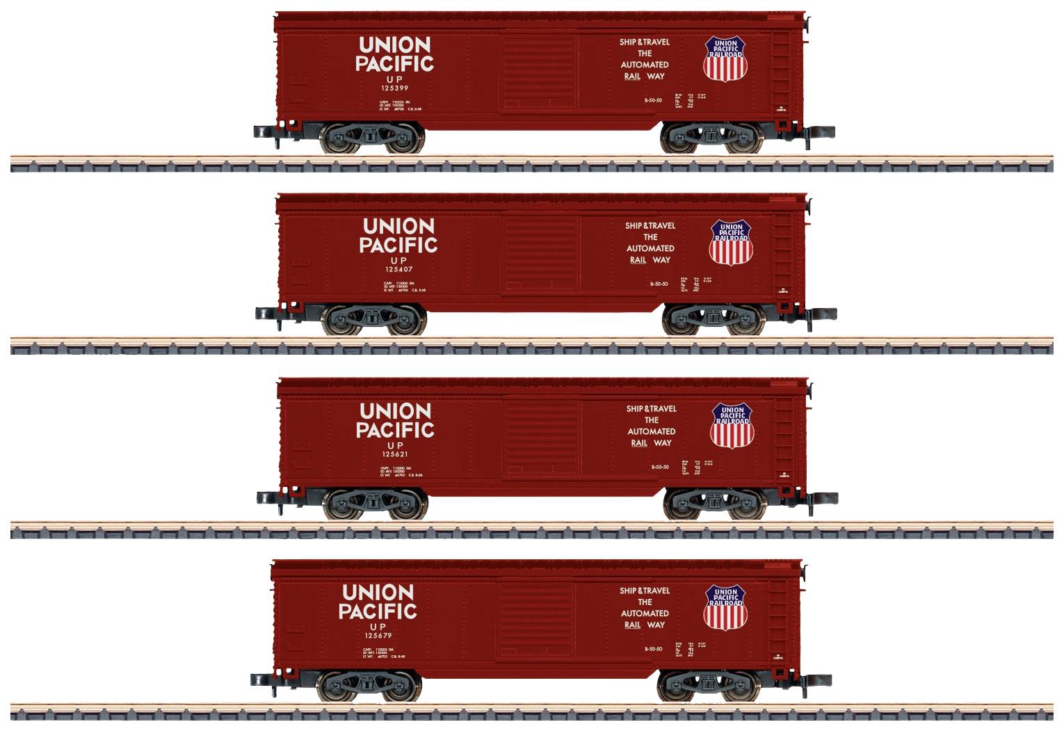 Märklin 82497 Z 4er-Set Box-Car of the Union Pacific-0