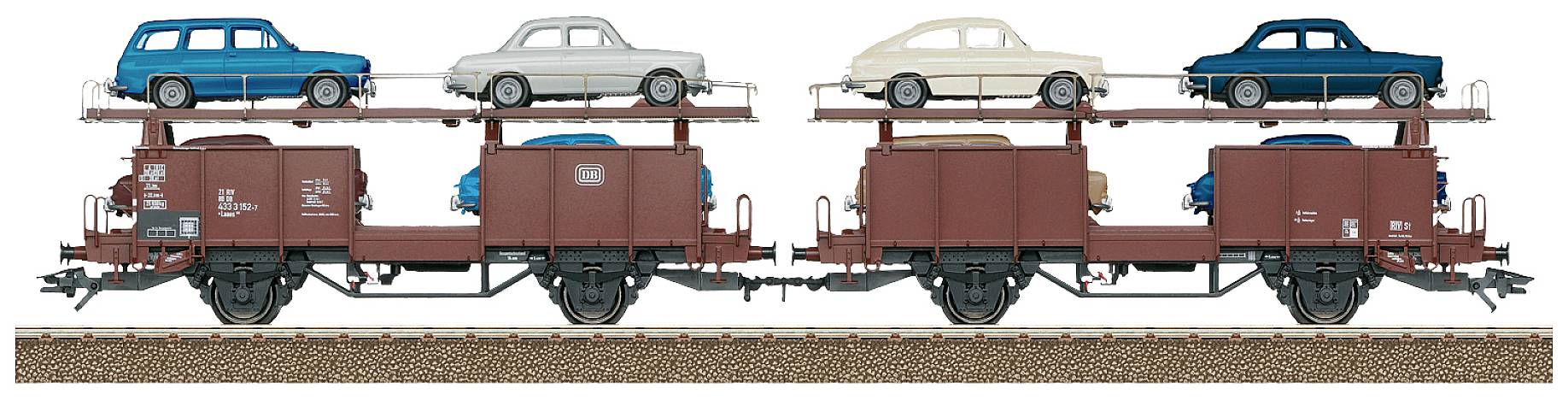 Image of TRIX H0 24332 H0 Car transport wagon pair of Laaes of DB