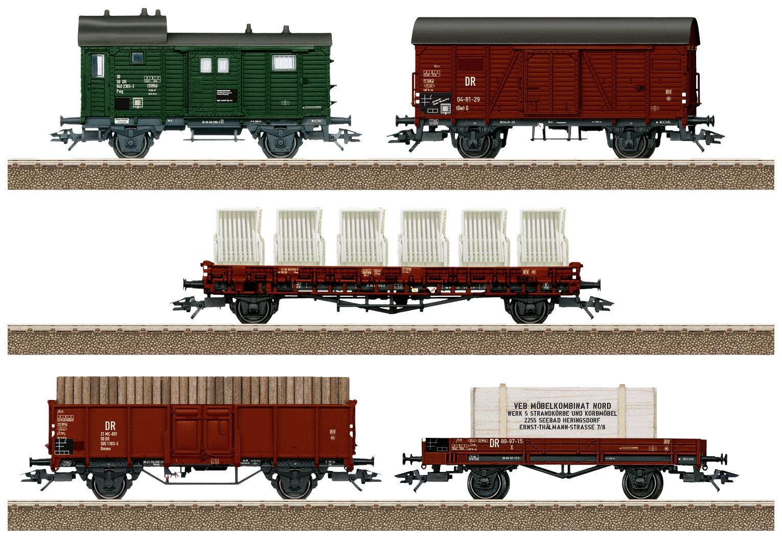 Image of TRIX H0 24075 H0 5er set goods wagon of DR