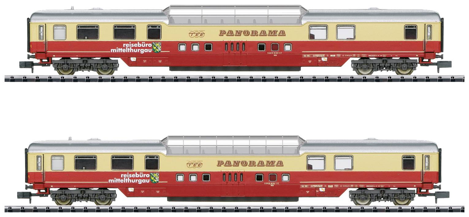 Image of MiniTrix 18712 N 2er set panorama wagon special TEA of DB 2er model WGM