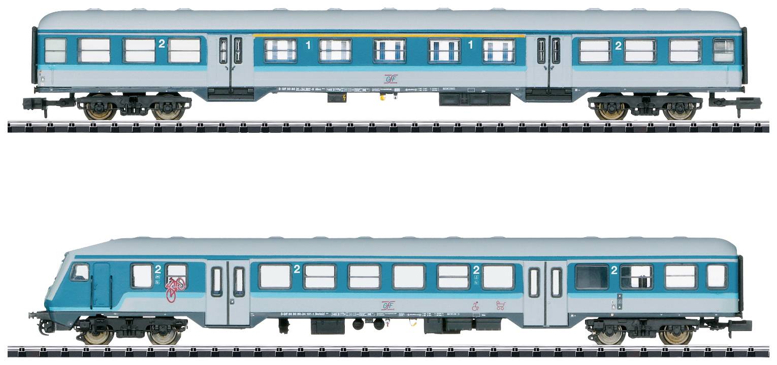 Image of MiniTrix 18262 N 2er set passenger car regional express Blaulinge of GFF 2er-Wagon-Set