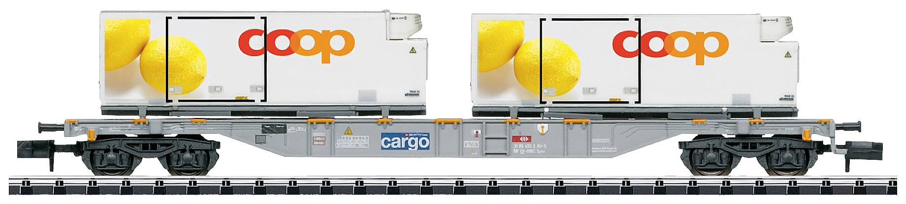 MiniTrix 15492 N Container carrying wagon Grocery coop of SBB SBB