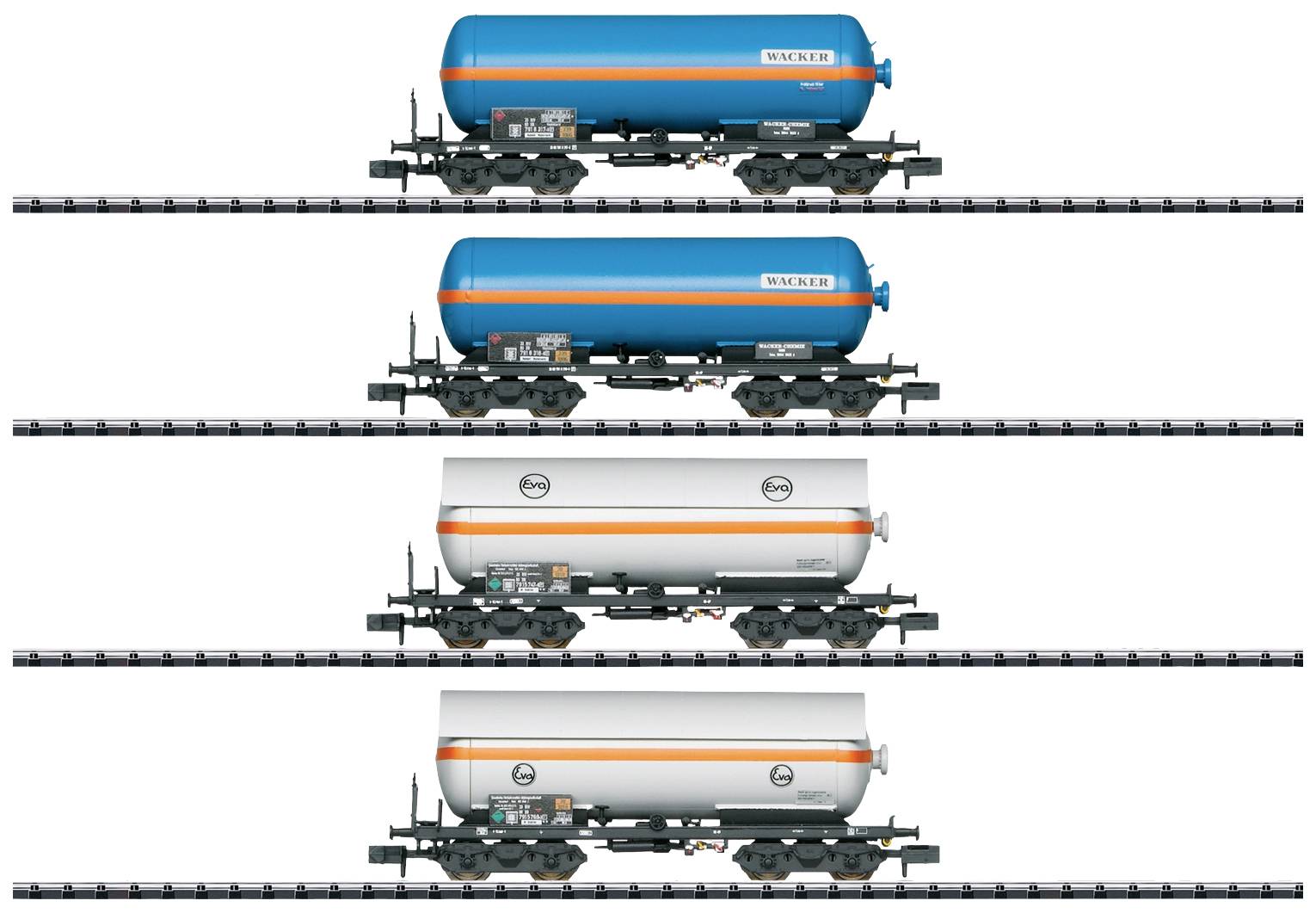 Image of MiniTrix 15538 N 4er-Set Tank wagon of EVA/WACKER, MHI
