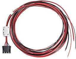 A black and red extension lead with two open ends and a white plug, suitable for electrical installations.