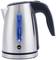 Silver kettle with a black handle and blue water level indicator. Capacity up to 1 litre. 'Wilfa' brand logo visible.