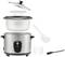 Rice cooker set with lid, inner pot, rack, spoon, measuring cup, and power cable. Perfect for cooking rice and keeping it warm.