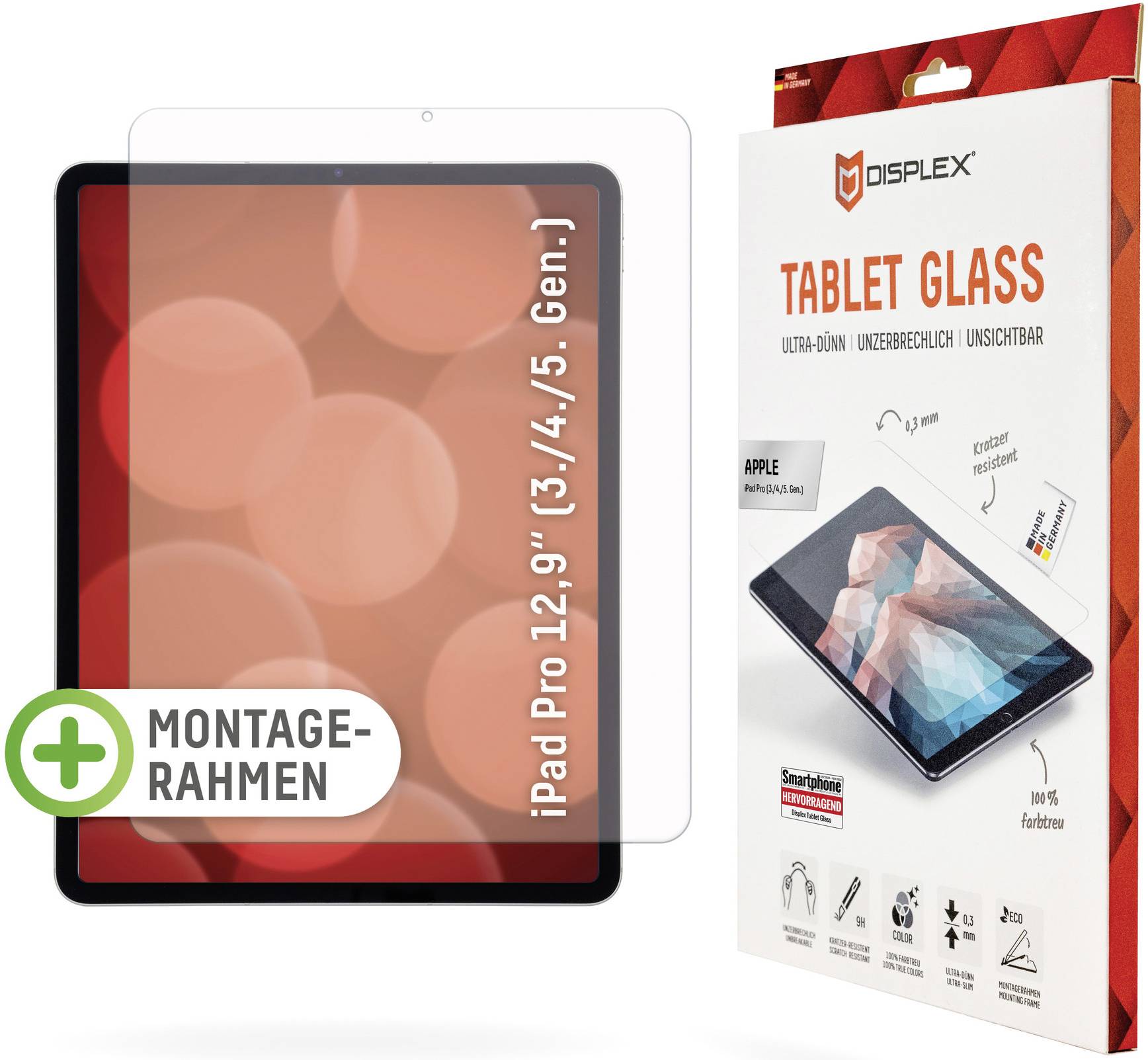 DISPLEX Tablet Glass Glass screen protector Apple iPad Pro 12.9 (3.Gen, 2018), iPad Pro 12.9 (4.Gen, 2020), iPad Pro 12.9 (5.Gen, 2021), iPad Pro 12.9 (6.Gen,