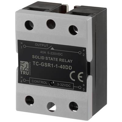 A solid-state relay designated 'TC-GSR1-1-40DD', suitable for 40A and 5-220VDC, with a control range of 3-32VDC.