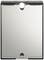 Brushed metal light switch with rectangular shape and rounded edges, suitable for modern interiors.
