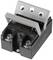 'TruS SSR', black solid-state relay, model with heatsink. Suitable for 3-32 VDC input voltage and 40 A load current.