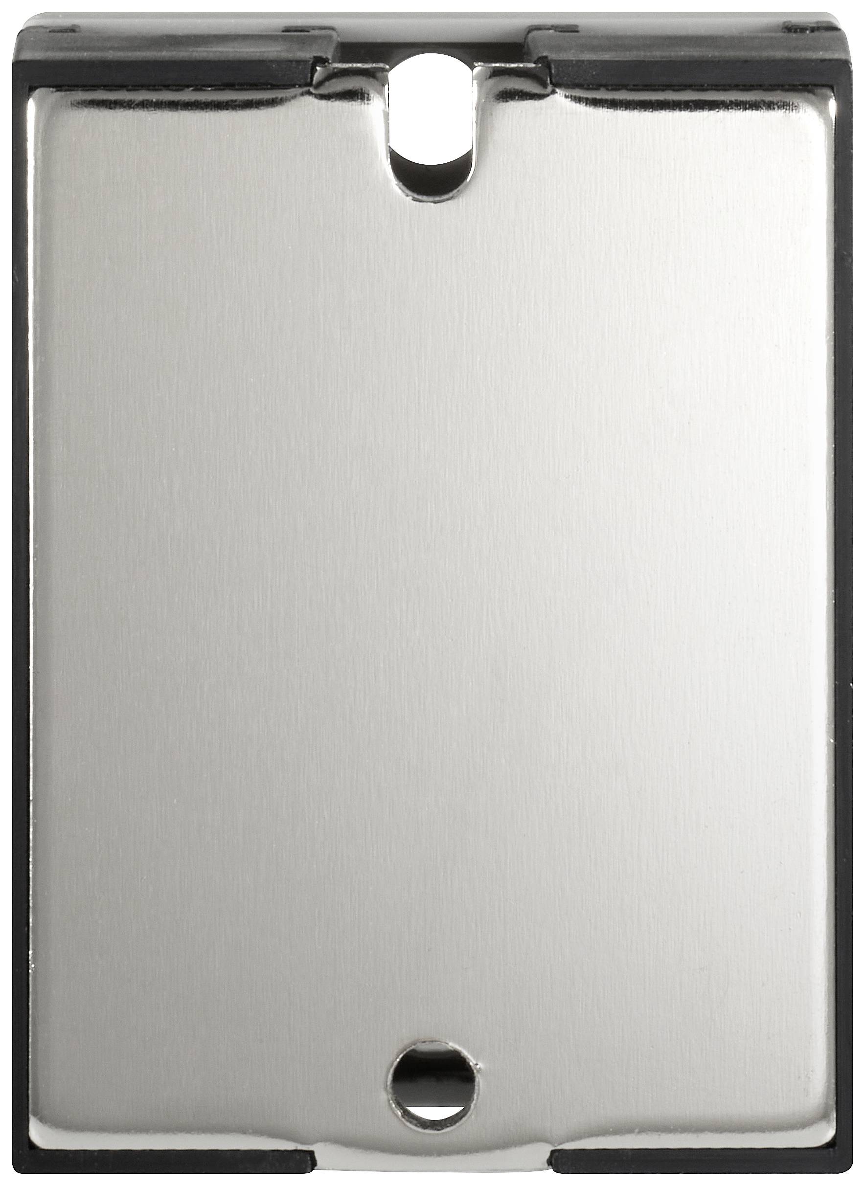 Metal mounting bracket with a rectangular design, suitable for attachment to a flat surface. Two fixing holes are located at the top and bottom.