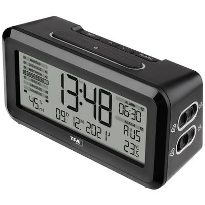 Image of TFA Dostmann 60.2562.01 Radio Alarm clock Black, Silver Alarm times 2 Large display