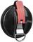 A black plastic lid with a red locking clip, containing a metal ring holder. Primarily used for mechanical fastening systems.