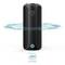 A black, cylindrical speaker with a blue wave graphic symbolising 360° sound. Text: 'POWERFUL 360° SOUND'.