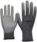 Dark grey work gloves made from a soft material, with high flexibility and protection, shown from front and back.