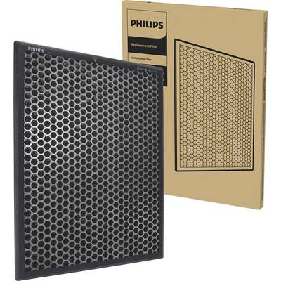 The Philips replacement activated carbon filter is pictured in front of a cardboard box with similar design.