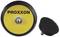 Grinding disc from Proxxon with a yellow surface and black border, alongside a black Velcro attachment, both with screw fixings.