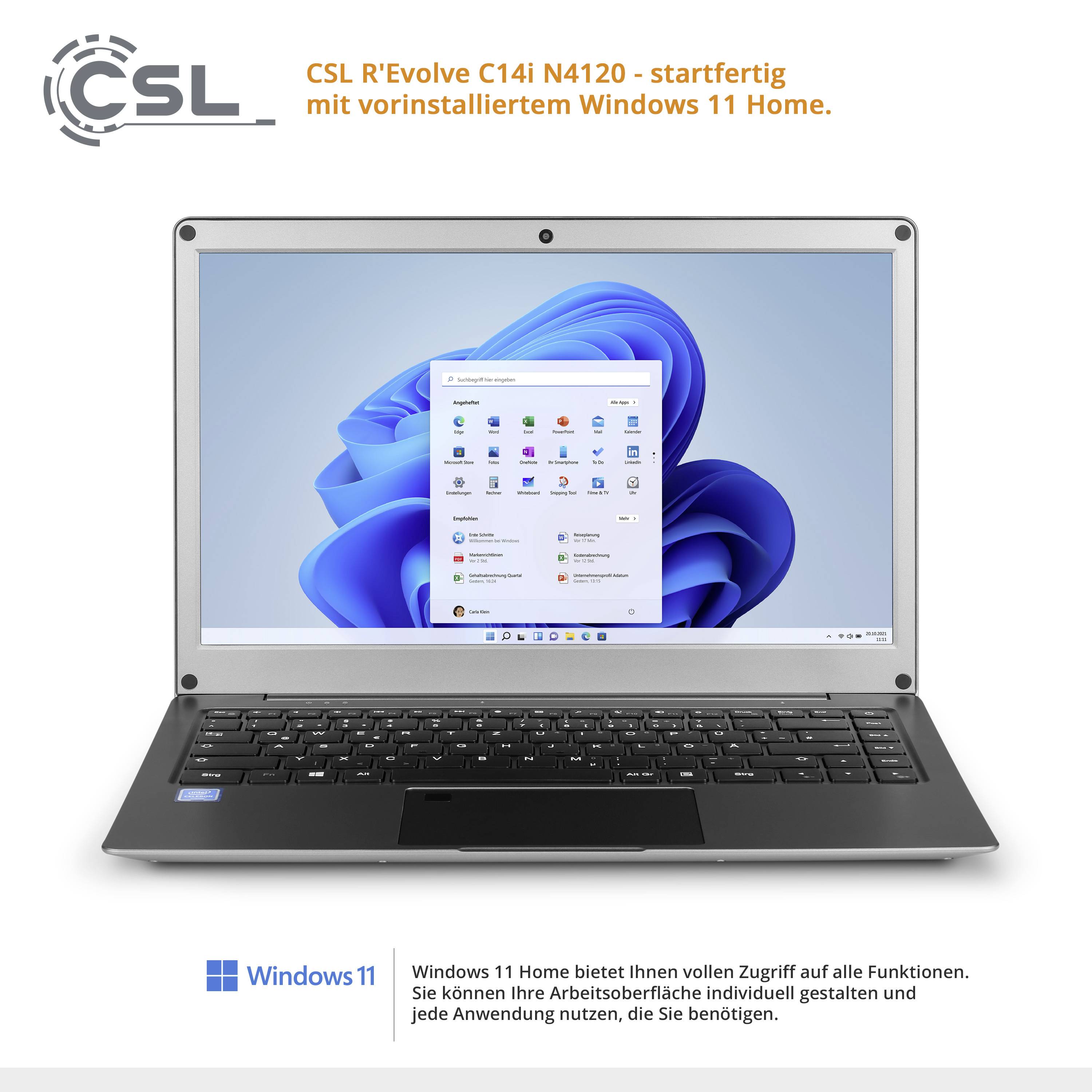CSL Computer Laptop R' Evolve C14i V2 35.8 cm (14.1 inch) Full HD Intel® Celeron® N4120 4 GB RAM 64 GB eMMC 240 GB SSD G-7