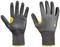 Two grey work gloves with black palms and yellow accents. On the right, the text 'Coresheild' and '4X21B'.