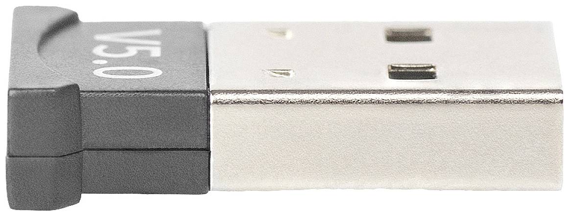 USB adapter with 'V5.0' inscription, showing the flat, metallic plug side and the black plastic housing.