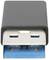 Close-up of a USB port with a silver plug and blue inner components.
