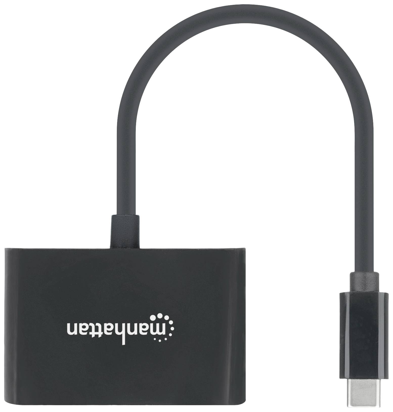 Manhattan USB-C to HDMI Adapter, black. Suitable for connecting devices with HDMI cables to USB-C ports.