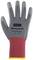 Work glove 'Honeywell WorkEasy' with grey palm and red wrist, marked with 'CUT 1' for cut resistance.