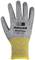 Work safety glove made from grey material with a yellow cuff, brand 'Honeywell WorkEasy'. Suitable for mechanical work.