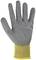 Grey work glove with yellow cuff, anatomically shaped for the right hand, suitable for industrial activities.