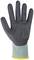 Single work glove with a black palm and grey back of hand against a white background. Protective glove for mechanical work.