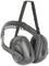 Black and grey ear defenders with an adjustable headband; used to protect against loud noises in work environments.