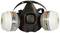 Respirator with two filters. Protects against dust and chemical vapours. Suitable for industrial applications and DIY projects.
