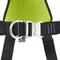 A safety belt with a green pad and silver metal buckle. The belt has black straps and a label reading 'A1'.