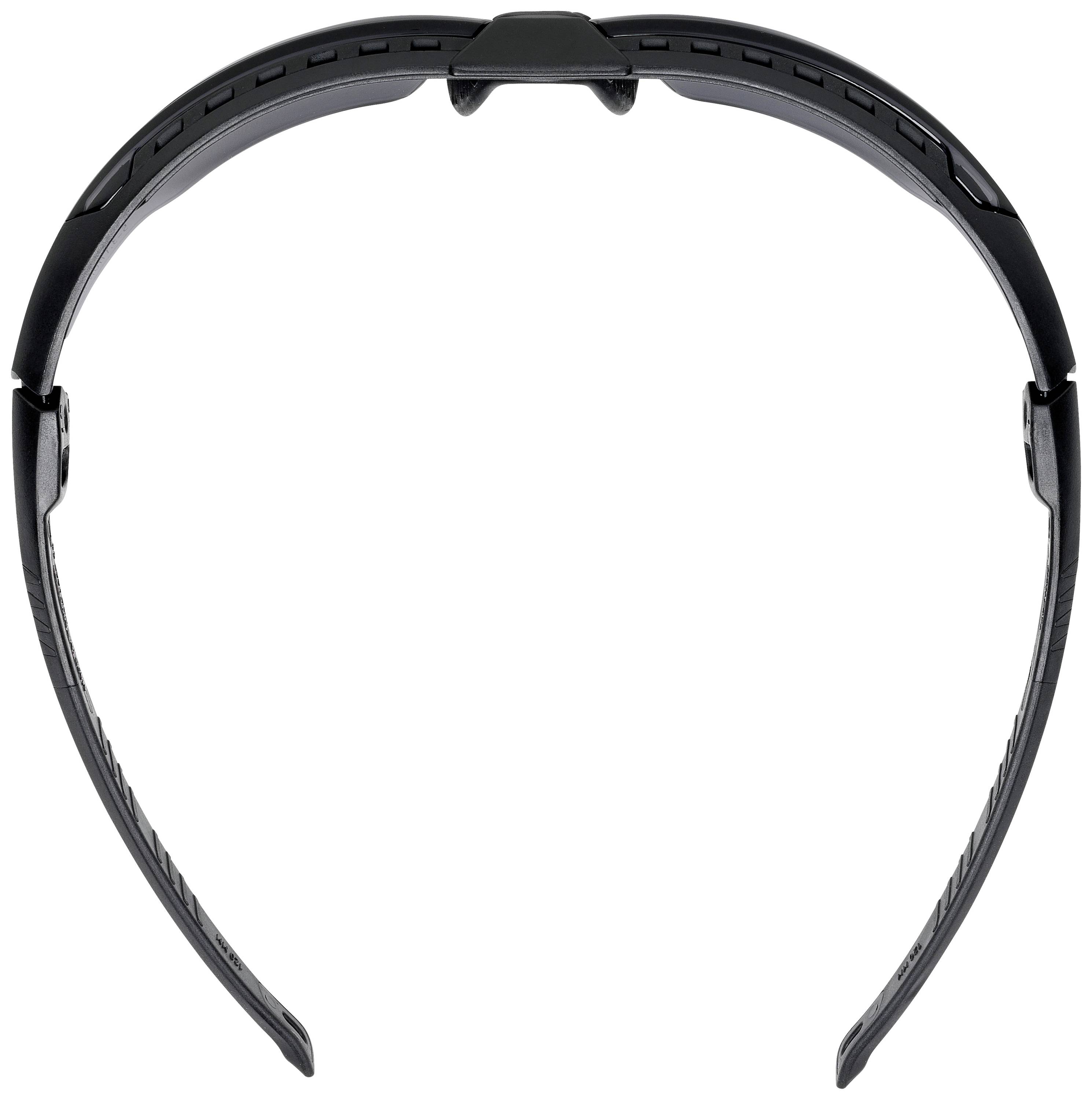 Top-down view of a black headband with padded inner sides, likely for sports or headphone retention.